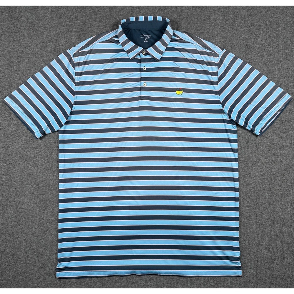 Masters Tech Polo Shirt Mens XL Blue Pink Stripe Augusta National Golf ANGC